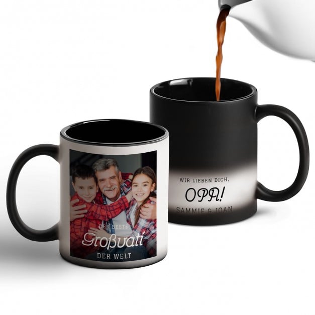 Zauberbecher mit magischem Aufdruck Schwarz-Weiß/Matt für Ihren Großvati zum Geburtstag
