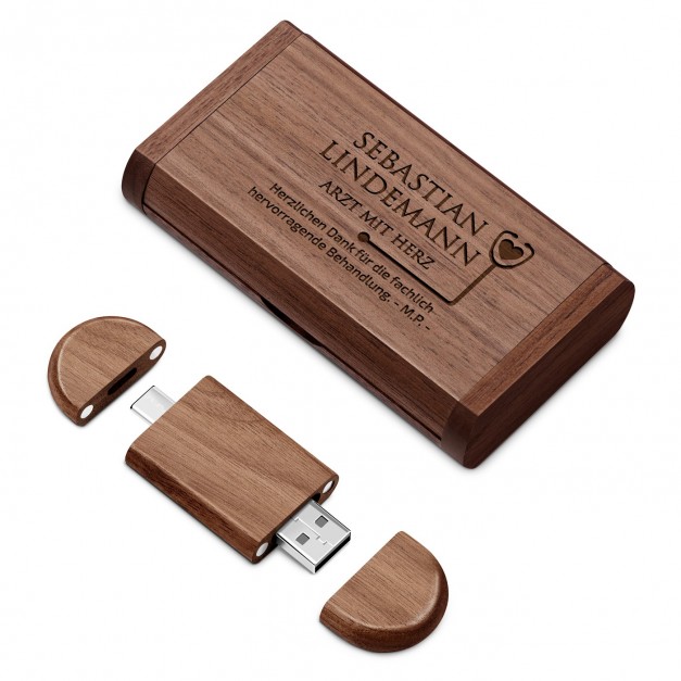 Hölzerner USB-Stick mit Gravur 64 GB für einen Arzt