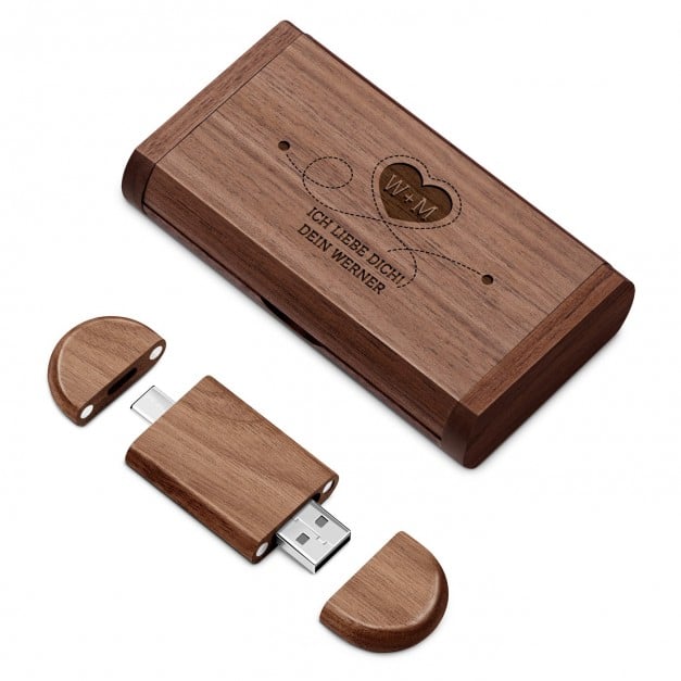 Hölzerner USB-Stick mit Gravur 64 GB für sie zum Valentinstag