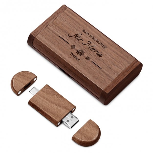 Hölzerner USB-Stick mit Gravur 64 GB für sie zum Nikolaustag