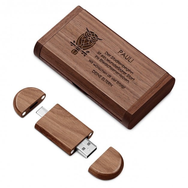 Hölzerner USB-Stick mit Gravur 64 GB für einen Studenten, Lehrer, Master-Absolventen
