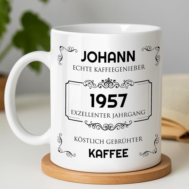 Kaffeebecher mit Aufdruck Weiß/Glänzend für ihn zum Geburtstag