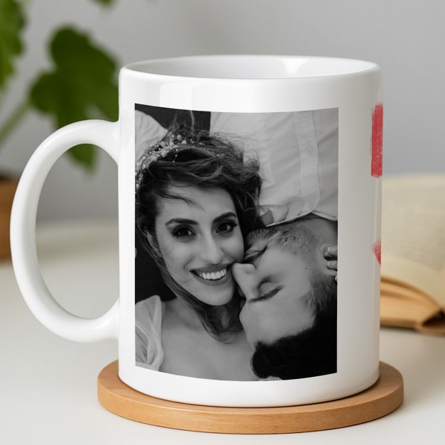 Kaffeebecher mit Aufdruck Weiß/Glänzend für ein Ehepaar zur Hochzeitsjubiläum