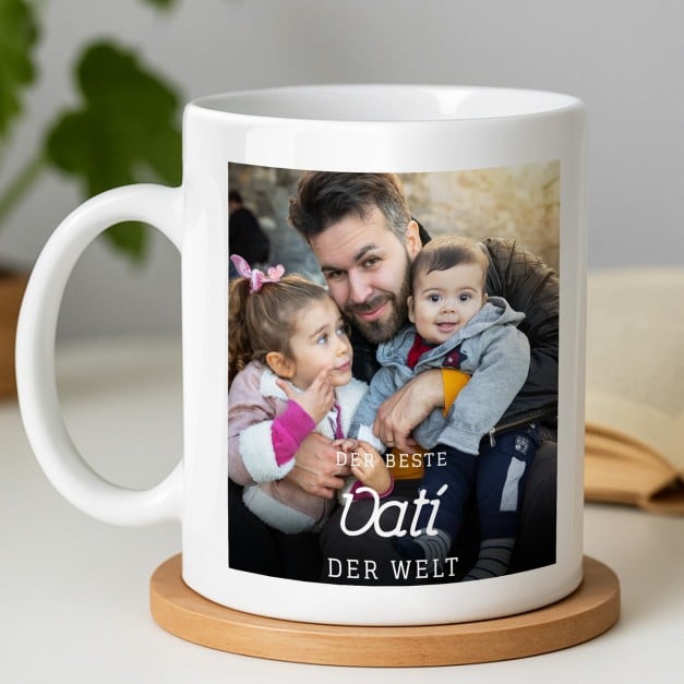 Kaffeebecher mit Aufdruck Weiß/Glänzend für Ihren Papa zum Geburtstag