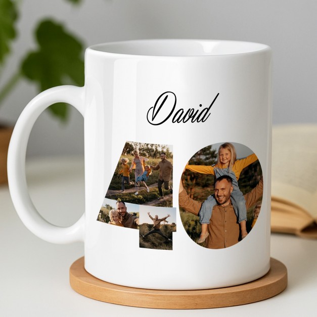 Kaffeebecher mit Aufdruck Weiß/Glänzend für einen Gentleman zum 40. Geburtstag