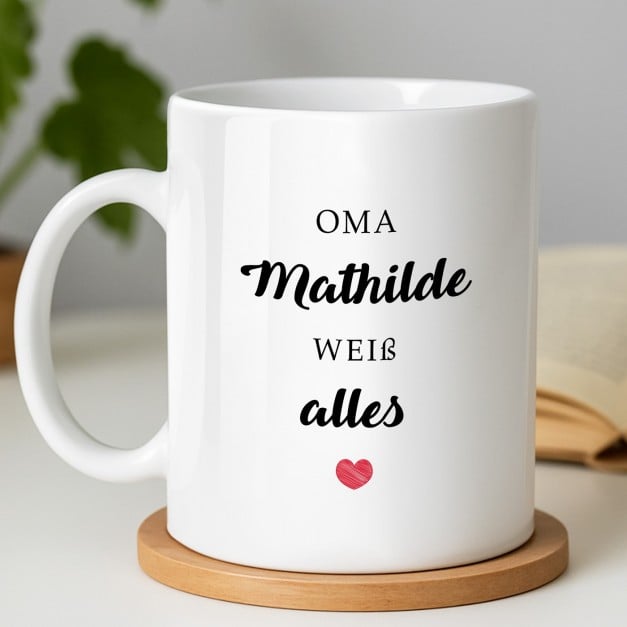 Kaffeebecher mit Aufdruck Weiß/Glänzend für Ihre Oma