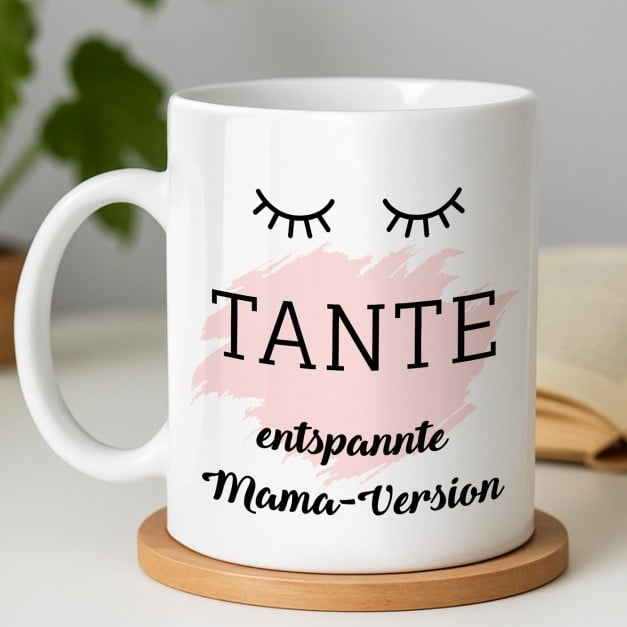 Kaffeebecher mit Aufdruck Weiß/Glänzend für Ihre Tante zum Ehrentag