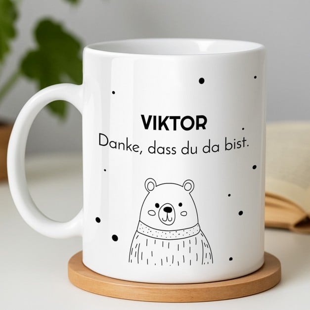 Kaffeebecher mit Aufdruck Weiß/Glänzend für ihn zum Geburtstag