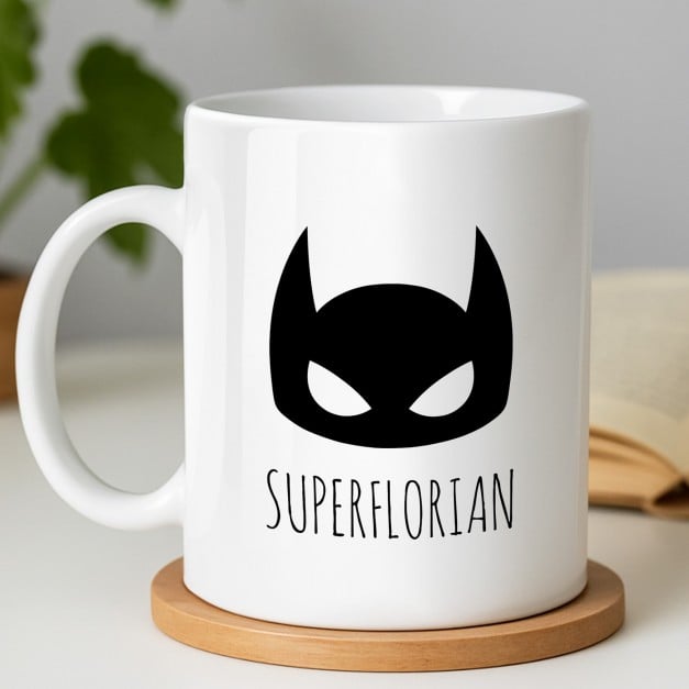 Kaffeebecher mit Aufdruck Weiß/Glänzend für einen Superhelden
