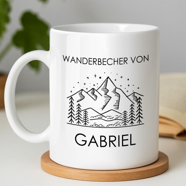 Kaffeebecher mit Aufdruck Weiß/Glänzend für einen Weltenbummler