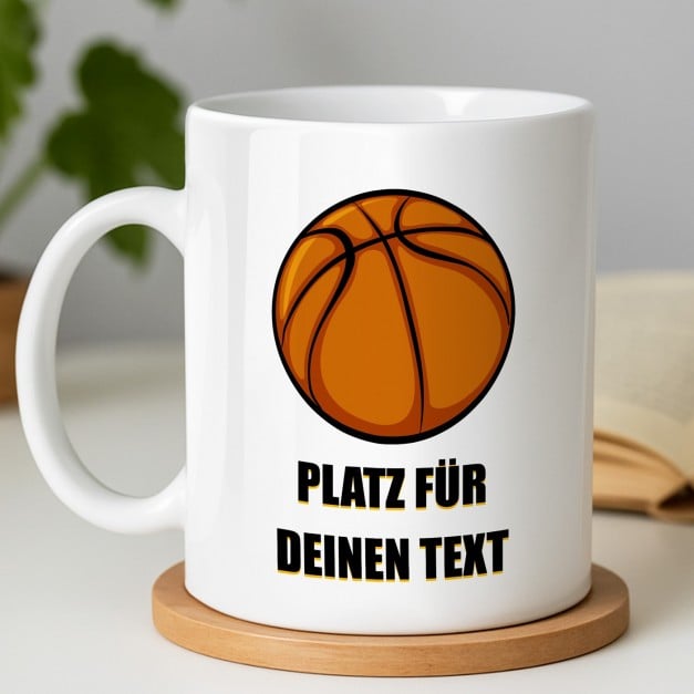Kaffeebecher mit Aufdruck Weiß/Glänzend für einen Basketballspieler
