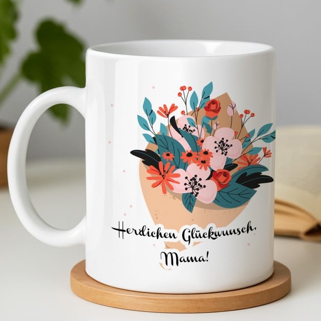 Kaffeebecher mit Aufdruck Weiß/Glänzend für Ihre Mama zum Geburtstag