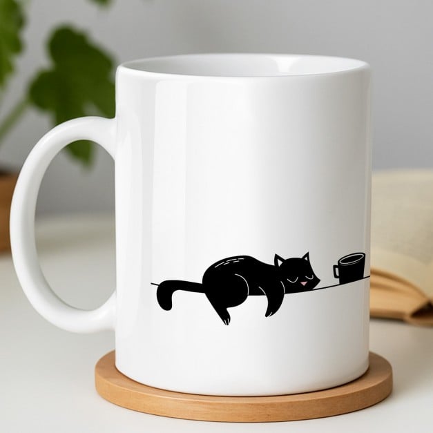 Kaffeebecher mit Aufdruck Weiß/Glänzend für eine Katzenmutti