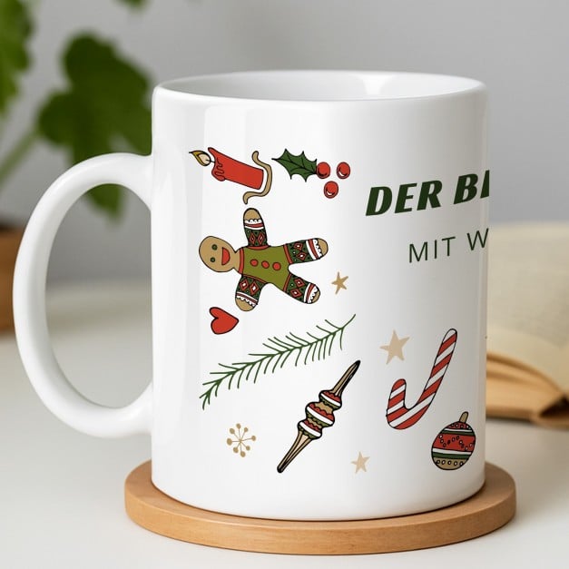 Kaffeebecher mit Aufdruck Weiß/Glänzend für Ihre Ehefrau zum Weihnachtsfest