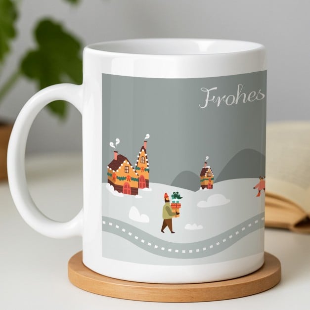 Kaffeebecher mit Aufdruck Weiß/Glänzend zum Weihnachtsfest zum Nikolaus