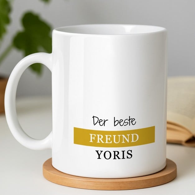 Kaffeebecher mit Aufdruck Weiß/Glänzend für Ihren Freund zum Geburstag