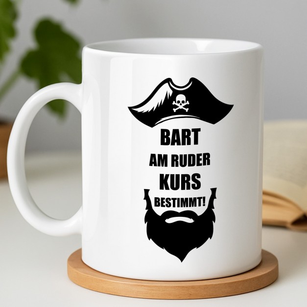 Kaffeebecher mit Aufdruck Weiß/Glänzend für einen Seemann Kapitän