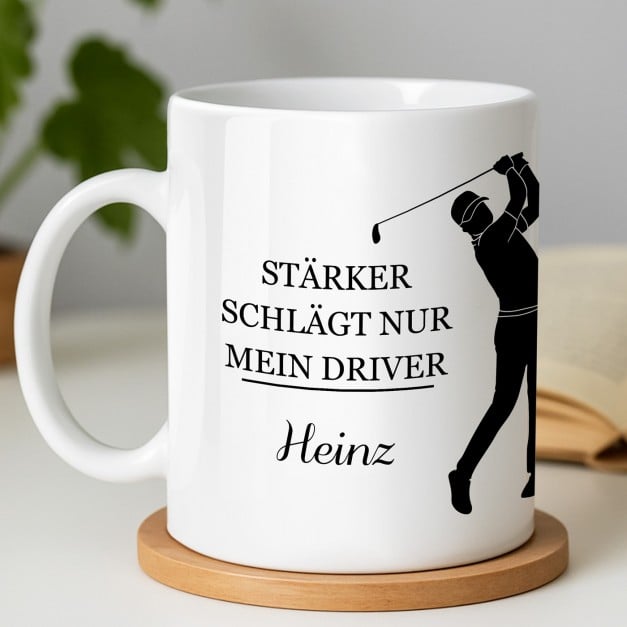 Kaffeebecher mit Aufdruck Weiß/Glänzend für einen Golfer
