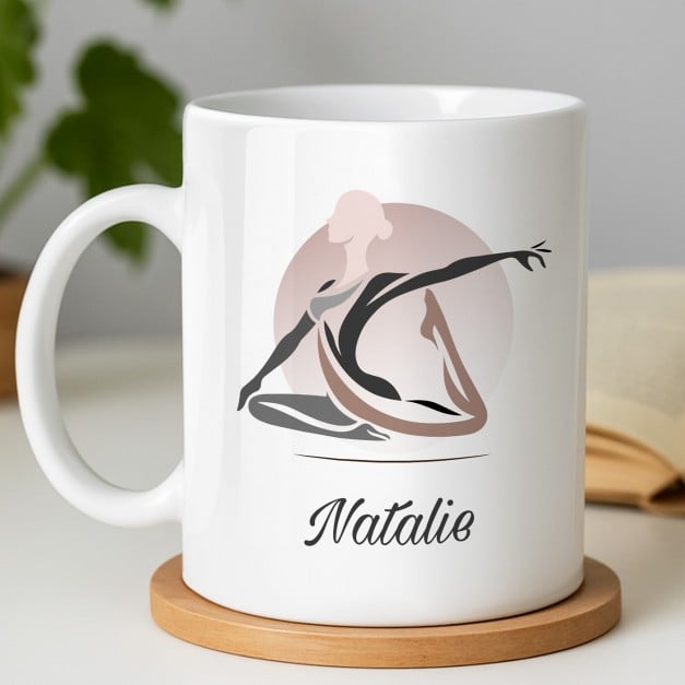 Kaffeebecher mit Aufdruck Weiß/Glänzend für eine Yoga-Lehrerin zum Geburtstag