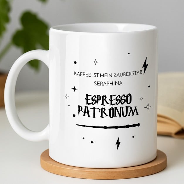 Kaffeebecher mit Aufdruck Weiß/Glänzend für eine Kaffee-Genießerin zum Geburtstag