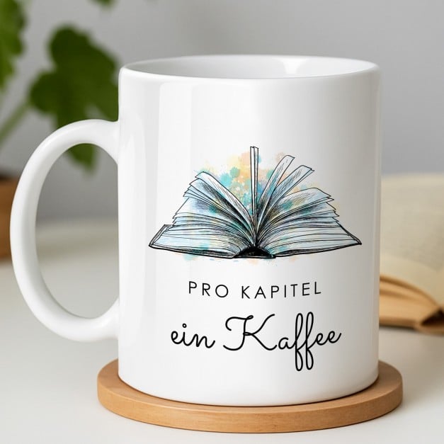 Kaffeebecher mit Aufdruck Weiß/Glänzend für einen Bücherwurm
