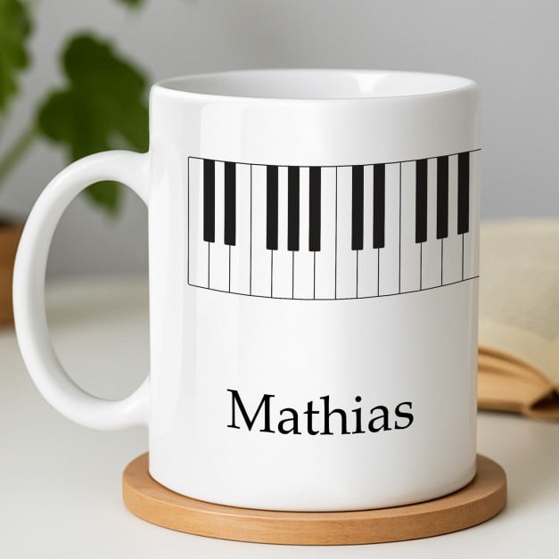 Kaffeebecher mit Aufdruck Weiß/Glänzend für einen Pianisten, Musiker