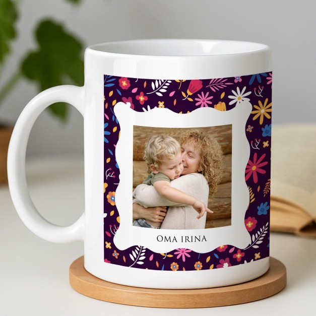 Kaffeebecher mit Foto Weiß/Glänzend für Ihre Oma zum Namenstag