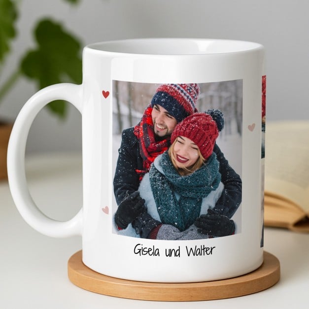 Kaffeebecher mit Foto Weiß/Glänzend für Ehefrau zum Valentinstag