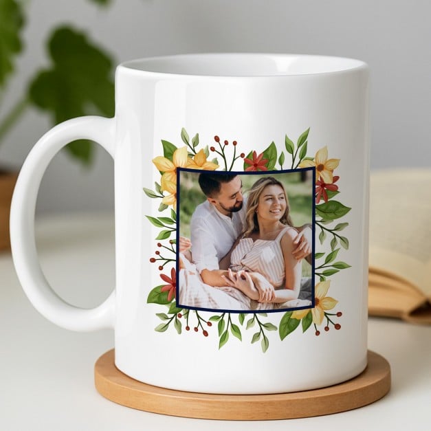Kaffeebecher mit Foto Weiß/Glänzend für Ihre Ehefrau zum Geburtstag