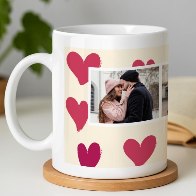 Kaffeebecher mit Foto Weiß/Glänzend für ihn zum Valentinstag