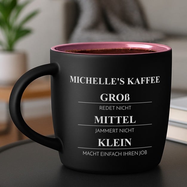 Keramikbecher mit Gravur Schwarz/Matt und Pink für Ärztin Krankenschwester zum Ehrentag