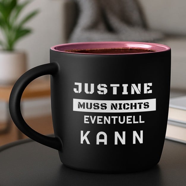 Keramikbecher mit Gravur Schwarz/Matt und Pink für sie zum Geburtstag