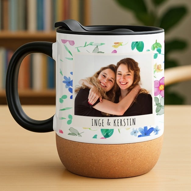 Kaffeebecher mit Foto Weiß/Glänzend mit Korkboden für Ihre beste Freundin