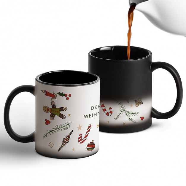 Zauberbecher mit magischem Aufdruck Schwarz-Weiß/Matt für sie Ihre Freundin Ehefrau zu Weihnachten