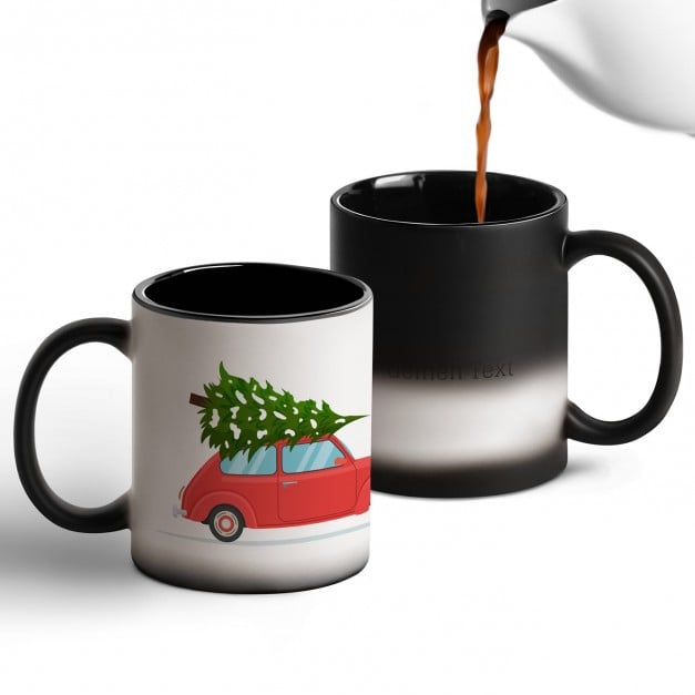 Zauberbecher mit magischem Aufdruck Schwarz-Weiß/Matt für sie ihn Ihre Mama Ihren Papa zu Weihnachten