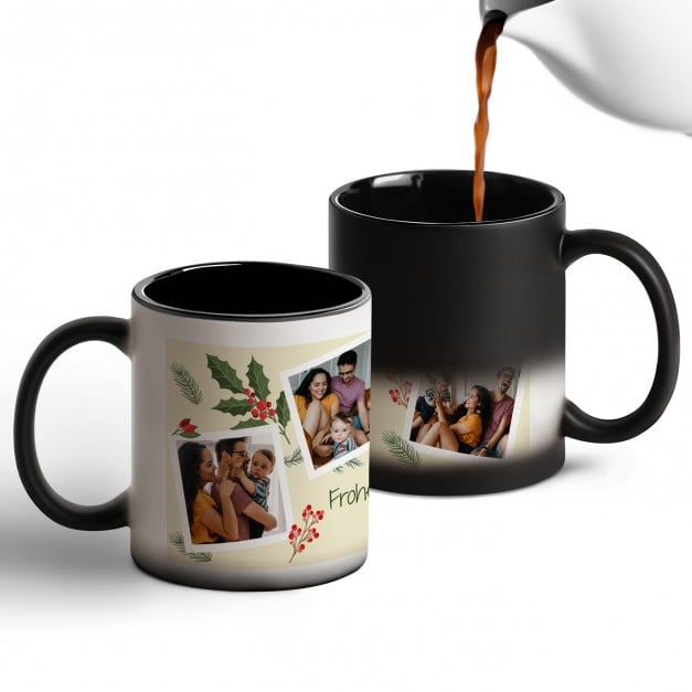 Zauberbecher mit magischem Aufdruck Schwarz-Weiß/Matt für ein Paar zu Weihnachten
