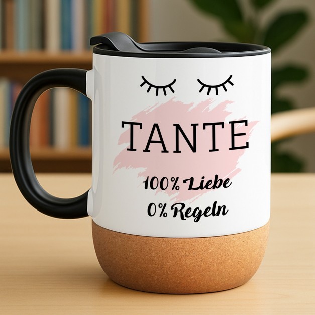 Kaffeebecher mit Foto Weiß/Glänzend mit Korkboden für Ihre Tante zum Geburtstag