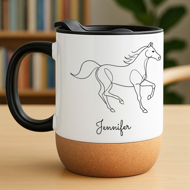 Kaffeebecher mit Foto Weiß/Glänzend mit Korkboden für sie