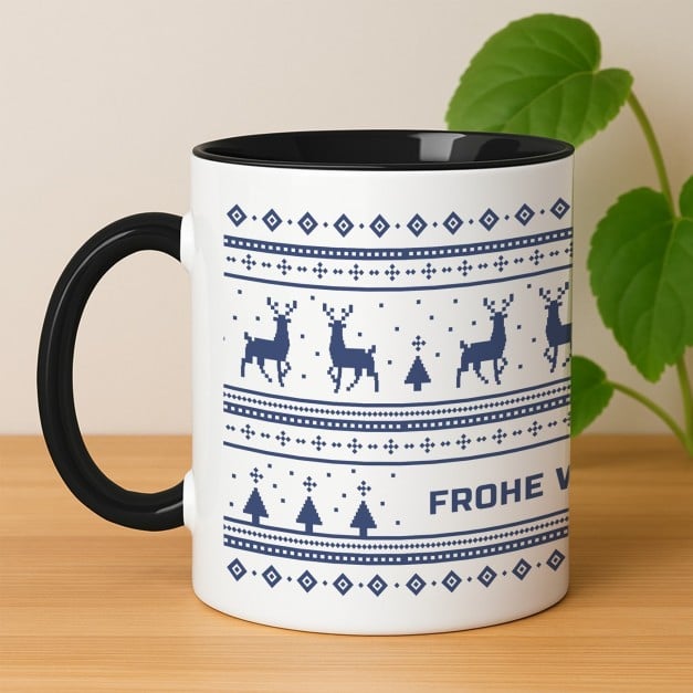 Kaffeebecher mit Aufdruck Weiß/Glänzend Innen Schwarz für sie zu Weihnachten