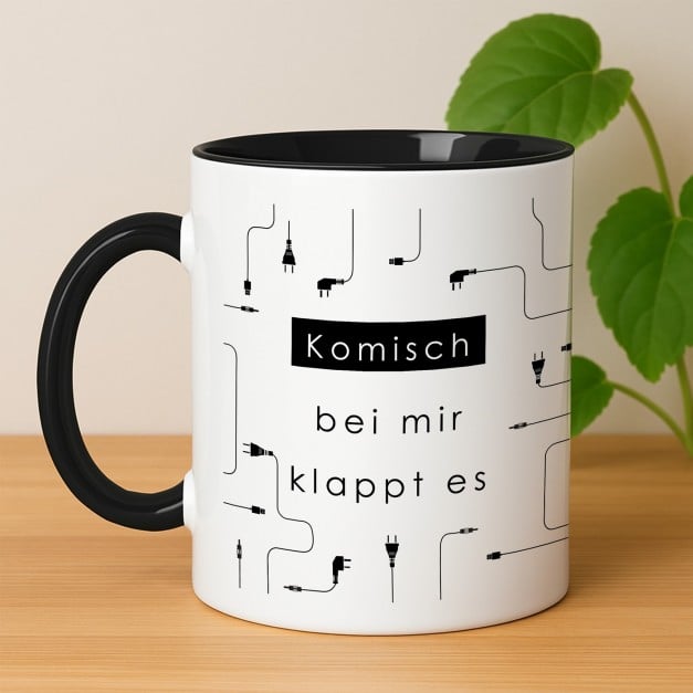 Kaffeebecher mit Aufdruck Weiß/Glänzend Innen Schwarz für einen Informatiker