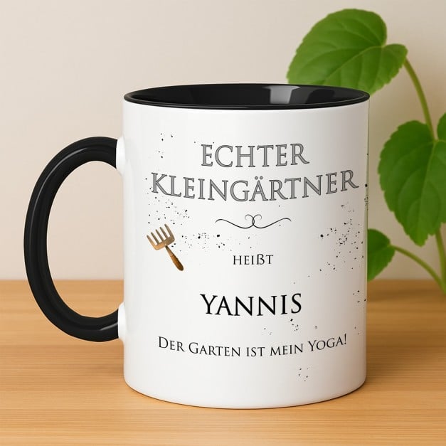 Kaffeebecher mit Aufdruck Weiß/Glänzend Innen Schwarz  für Ihren Großvater Gärtner