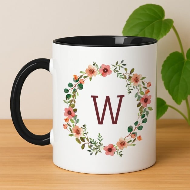 Kaffeebecher mit Aufdruck Weiß/Glänzend Innen Schwarz für sie