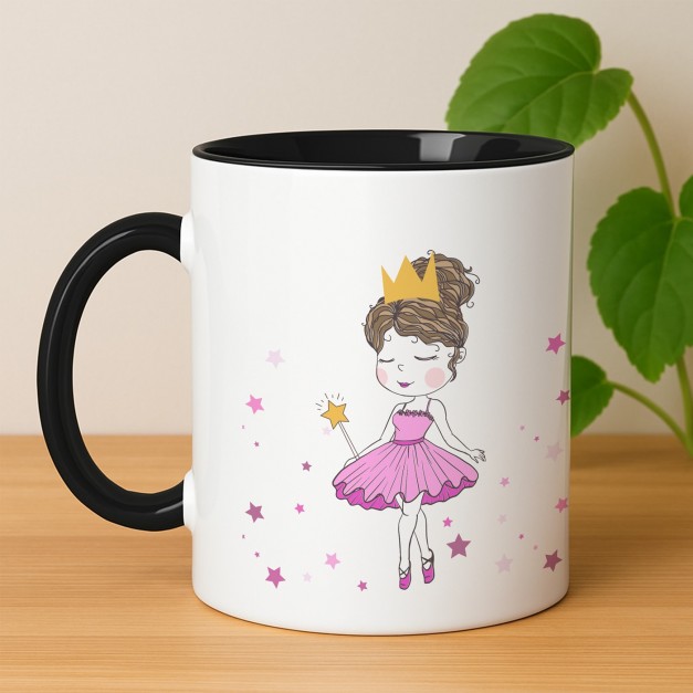 Kaffeebecher mit Aufdruck Weiß/Glänzend Innen Schwarz für Mädchen zum Kindertag
