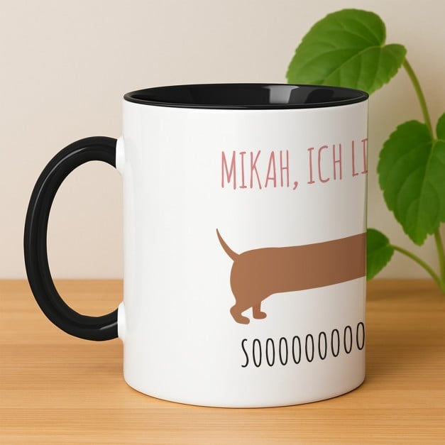 Kaffeebecher mit Aufdruck Weiß/Glänzend Innen Schwarz für sie eine Hundemutti