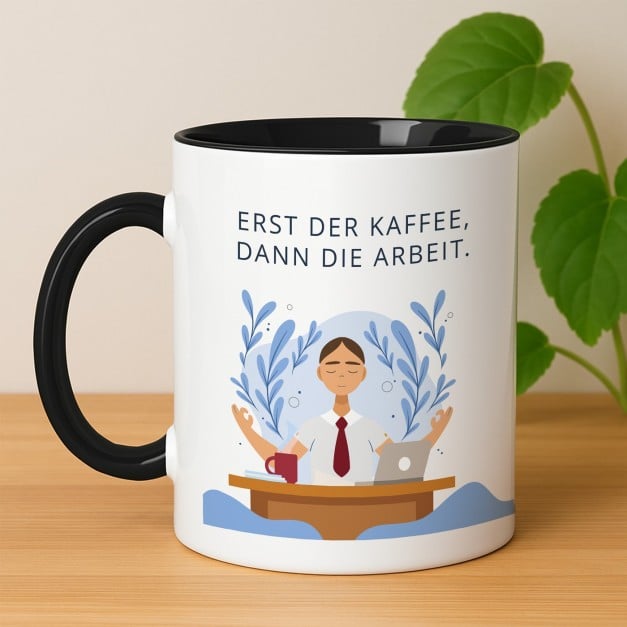 Kaffeebecher mit Aufdruck Weiß/Glänzend Innen Schwarz für einen Lehrer
