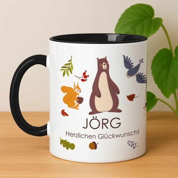 Kaffeebecher mit Aufdruck Weiß/Glänzend Innen Schwarz für Ihren Sohn zum Geburtstag