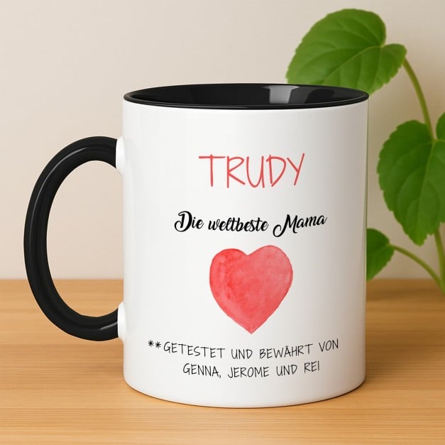 Kaffeebecher mit Aufdruck Weiß/Glänzend Innen Schwarz für Ihre Mutter zum Geburtstag