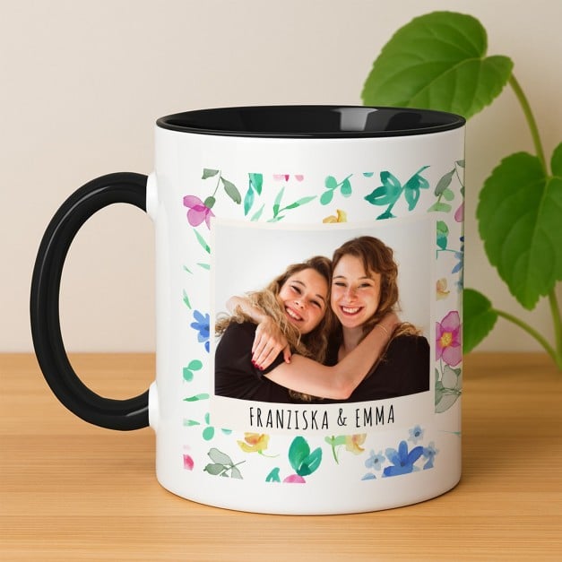 Kaffeebecher mit Aufdruck Weiß/Glänzend Innen Schwarz für Ihre Freundin