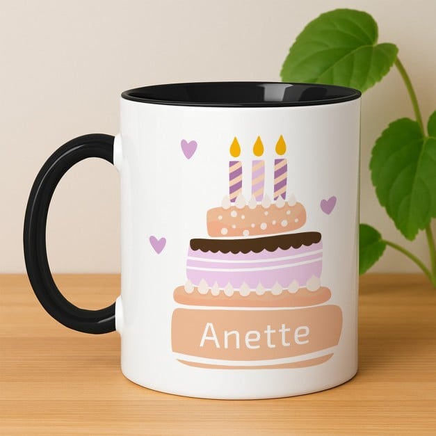 Kaffeebecher mit Aufdruck Weiß/Glänzend Innen Schwarz für Ihre Tochter zum Geburtstag