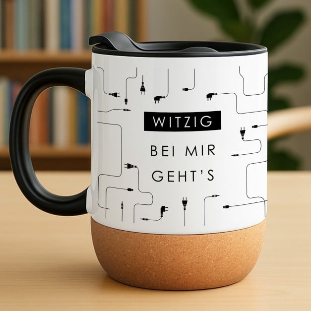 Kaffeebecher mit Aufdruck Weiß/Glänzend mit Korkboden für einen Informatiker
